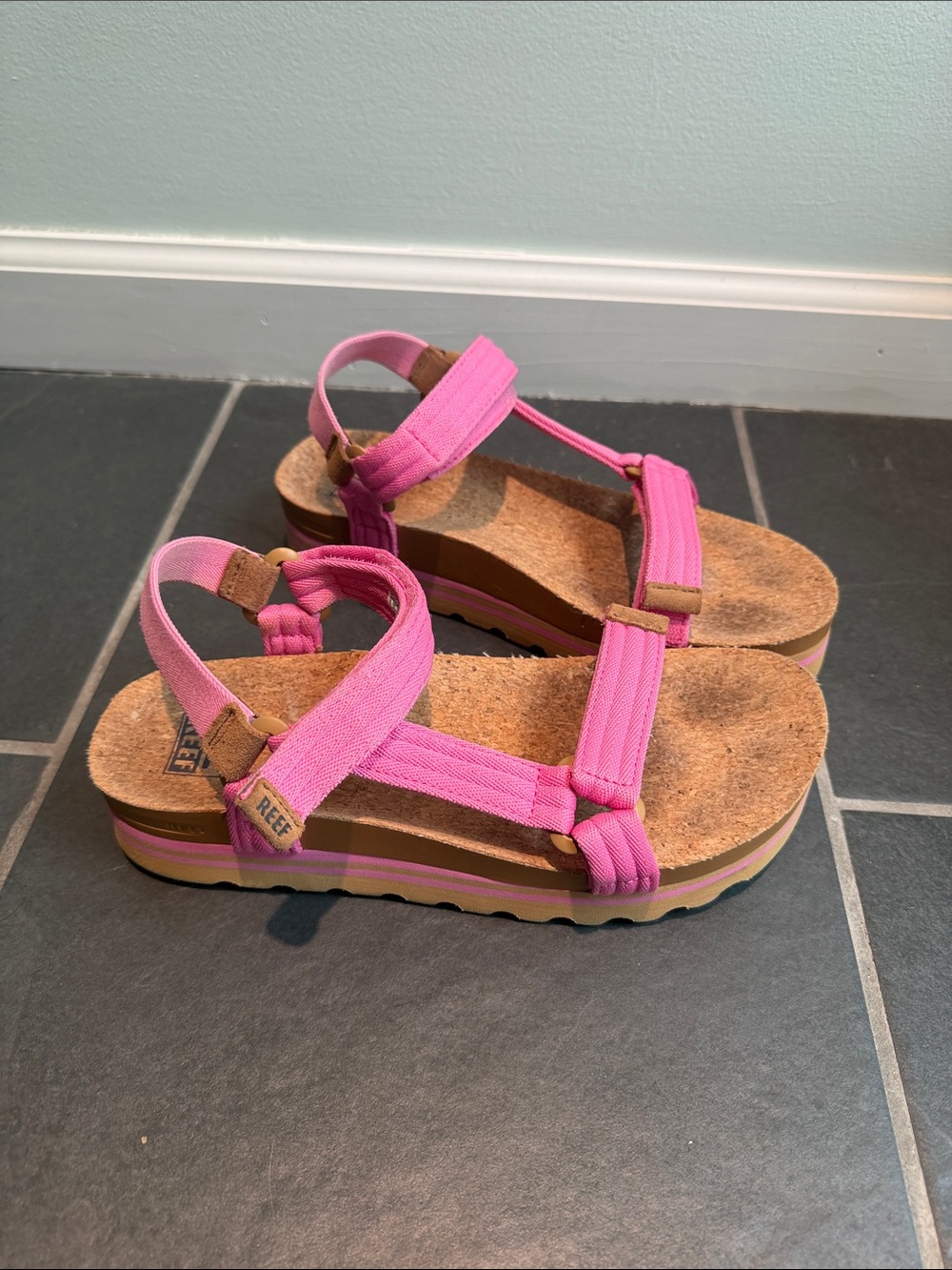 Reef Hot Pink Platform Strap Sandals